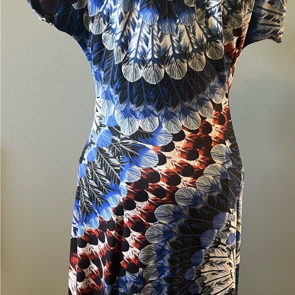 Presley Skye Blue and White Feather Ruched Summer Dress X Small - Picture 10 of 15